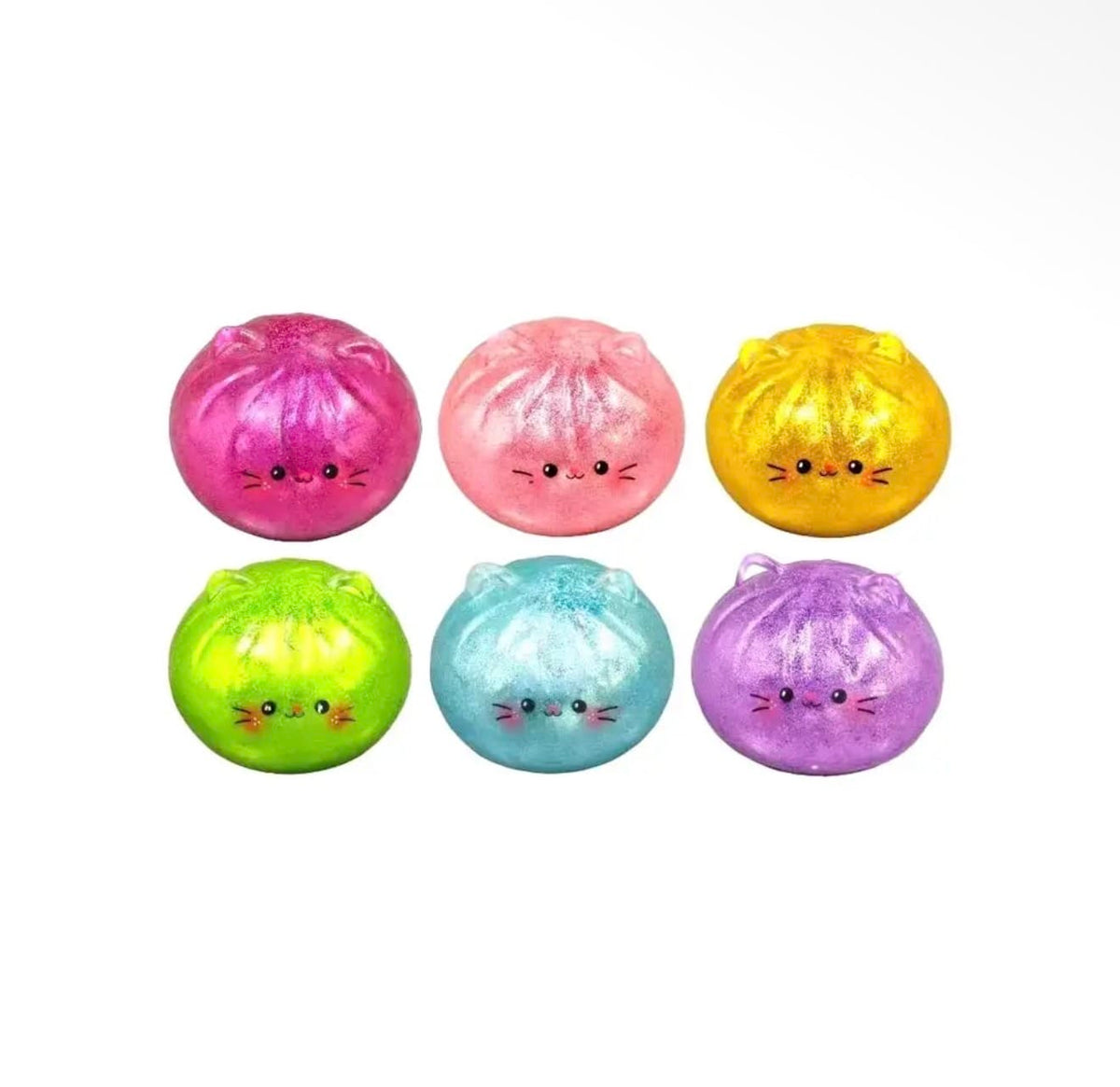 Metallic Steamed Bao Bun Cat Dumpling Squeeze Squishy Stress Relief Toy