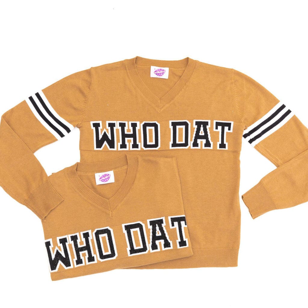 Sparkle City Sparkle City WHO DAT Camel Vintage Sweater - Little Miss Muffin Children & Home