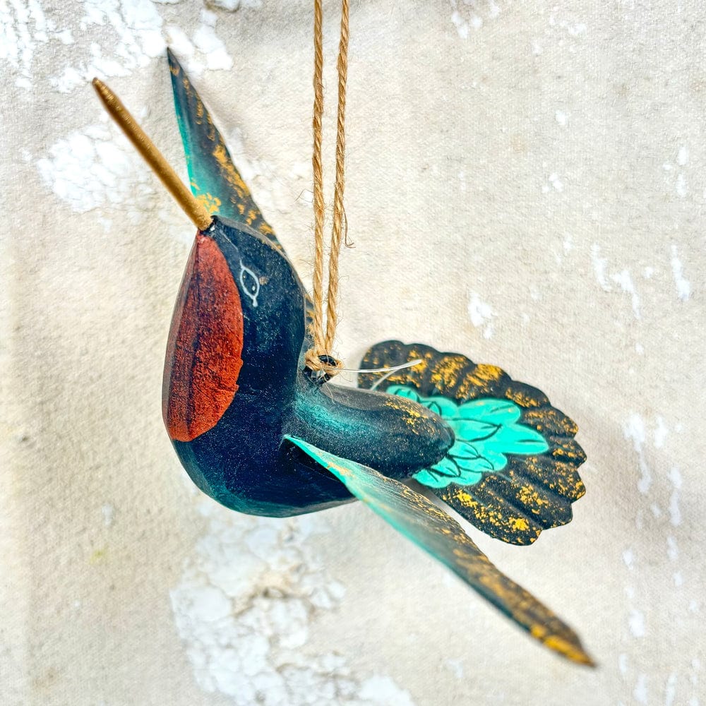 180 Degrees 180 Degrees 7"-8" Hand Carved Wood Hummingbird Ornament, 4 Styles Available - Little Miss Muffin Children & Home