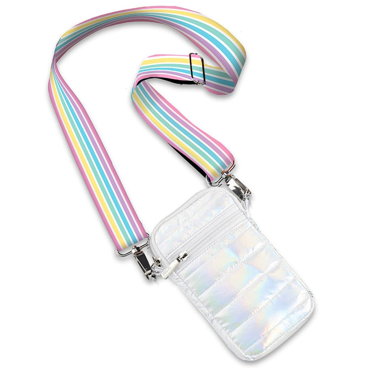 Top Trenz Top Trenz White Puffer Crossbody Cell Phone Bag with Candy Straps - Little Miss Muffin Children & Home