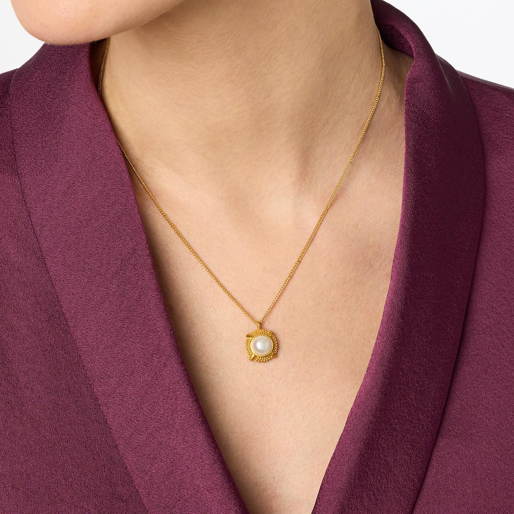 Julie Vos Julie Vos Cabochon Solitaire Necklace, Iridescent Clear Crystal - Little Miss Muffin Children & Home