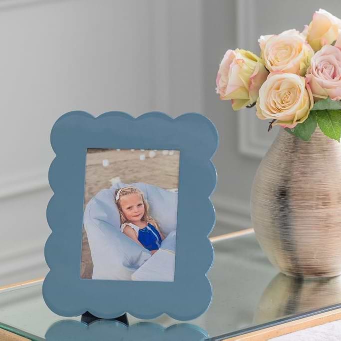 Chambray Blue Lacquered Scallop Photo Frame