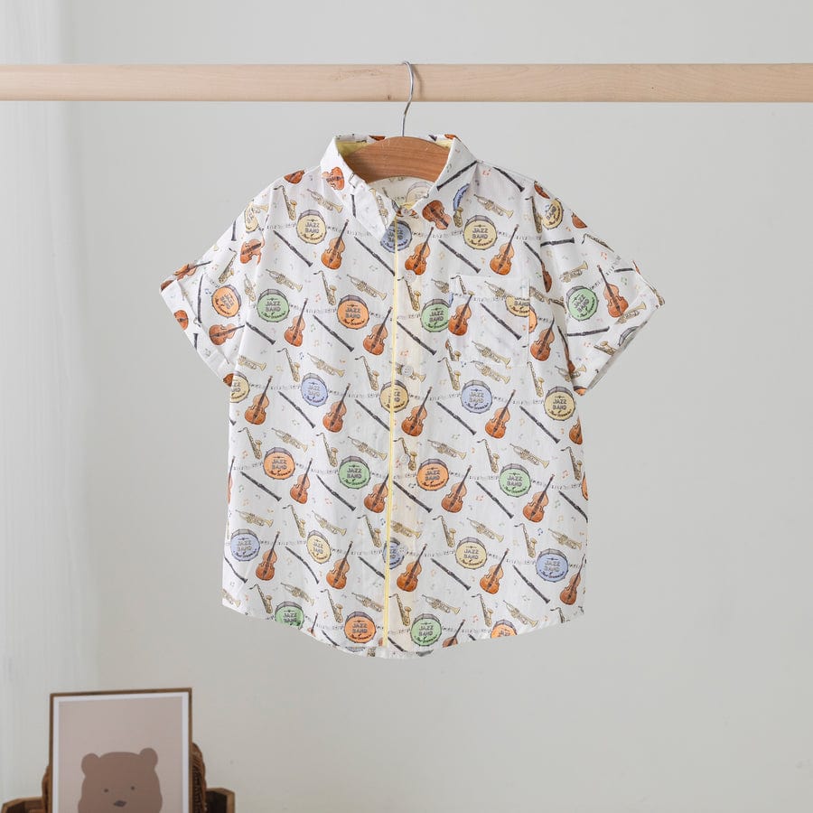 Nola Tawk Nola Tawk Jazz Festin' Short Sleeve Collared Shirt - Little Miss Muffin Children & Home