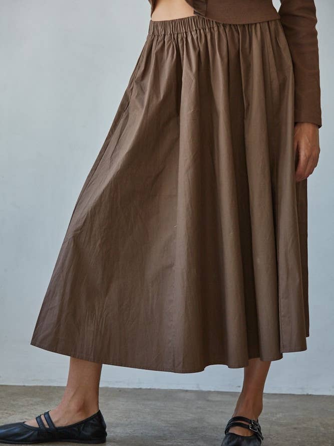 Cotton Flare Midi Skirt