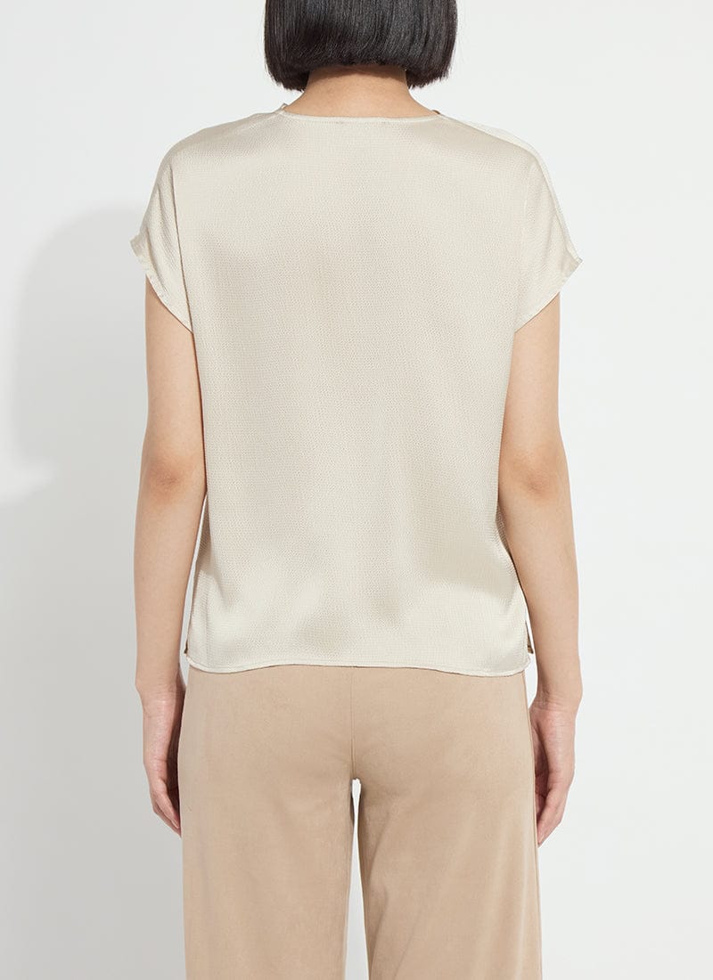Yasmin Drape Neck Sleeveless Blouse in Travertine