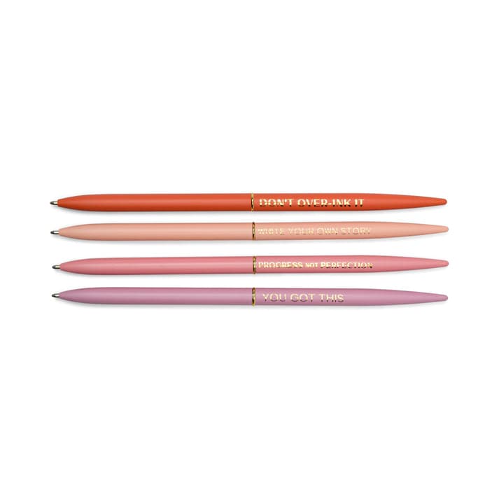 DesignWorks Ink Mauve Twisty Slim Pen Set of 4, Motivation Set - Little Miss Muffin Children & Home