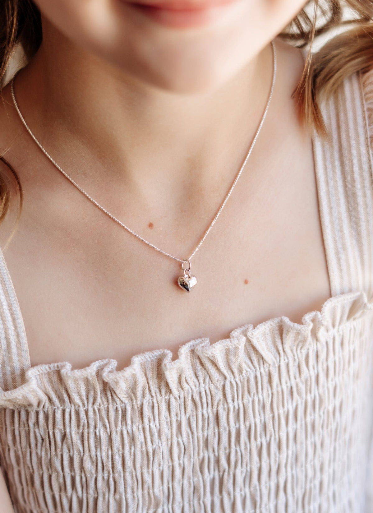 Cherished Moments Girl’s 14K Gold-Plated Silver Puff Heart 14" Necklace - Little Miss Muffin Children & Home