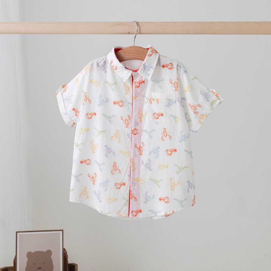 Nola Tawk Nola Tawk Colorful Claws Crawfish Short Sleeve Collared Shirt - Little Miss Muffin Children & Home