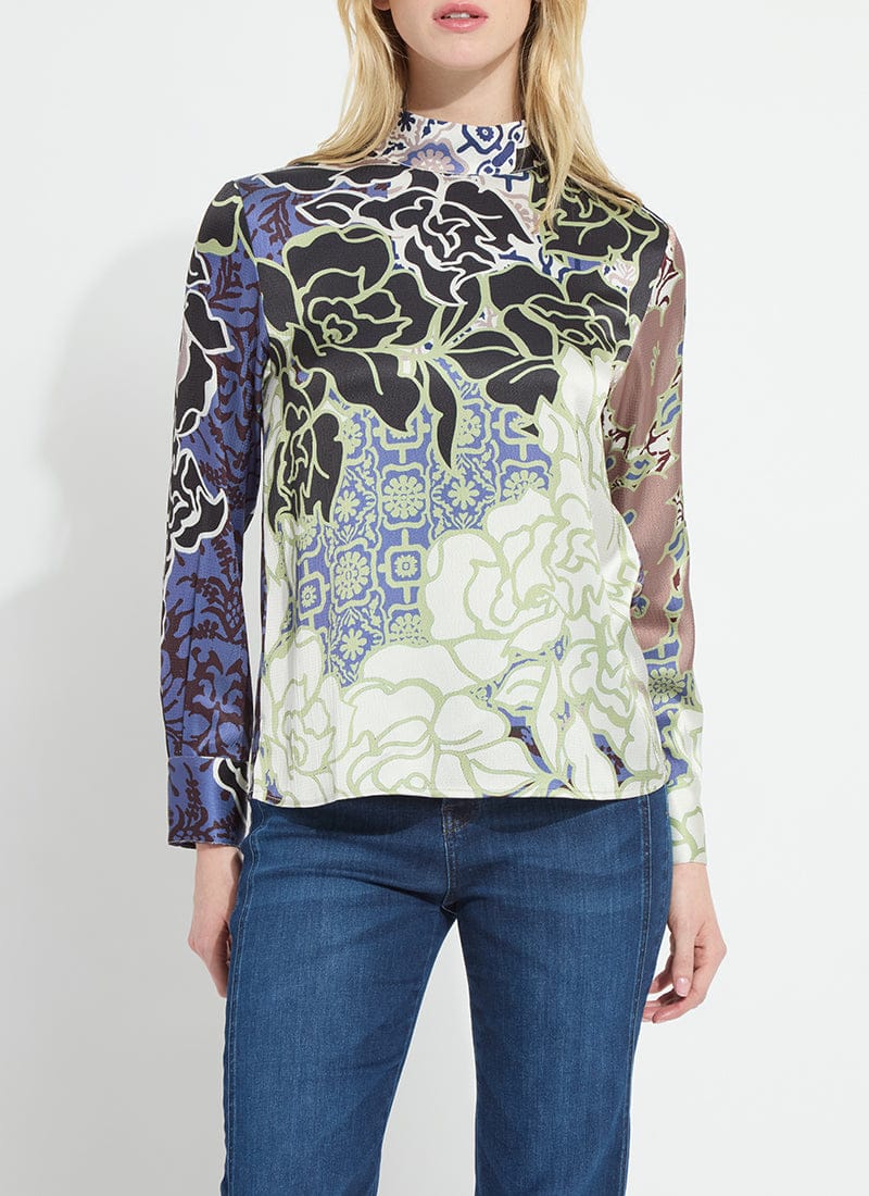 Lysse Seraphina Mock Neck Blouse in Antique Garden - Little Miss Muffin Children & Home