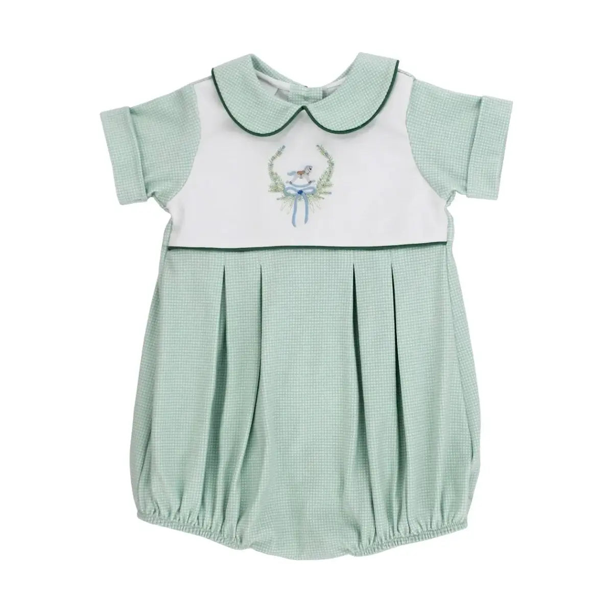 Little Rocking Horse Light Green Mini Check Dressy Bubble Short