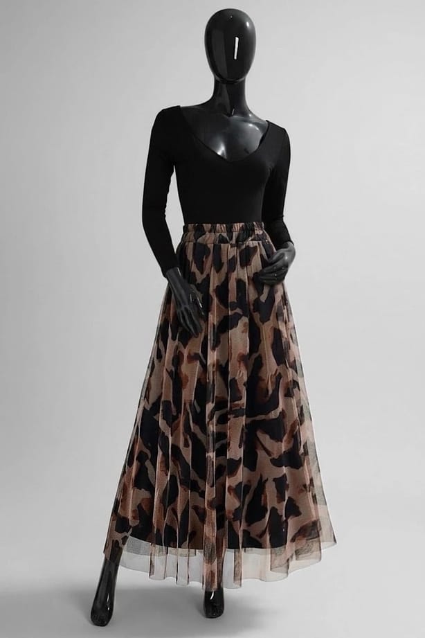 Loowie Ariana Black Leopard Print Tulle Skirt - One Size S–L - Little Miss Muffin Children & Home
