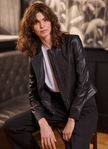 Black Millicent Perforated Vegan Leather Jacket