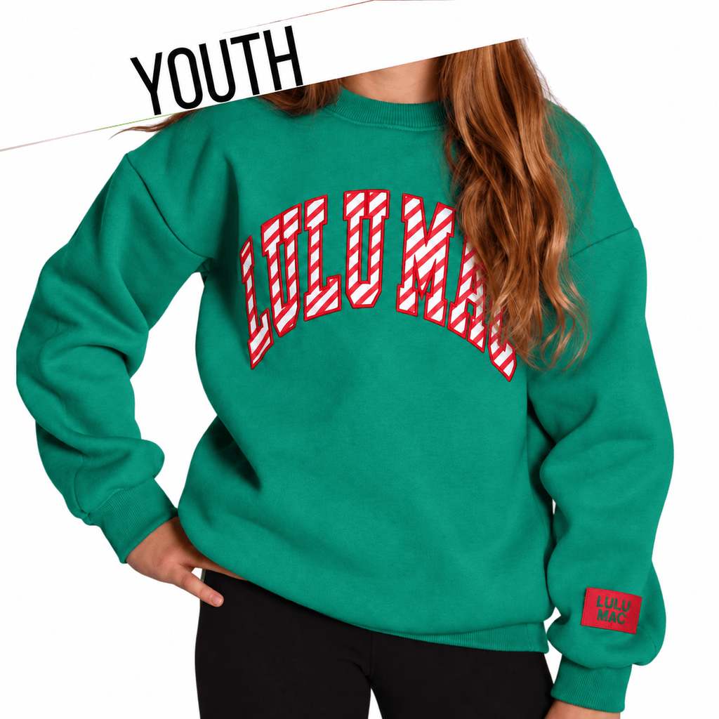 Girlie Girl Originals KD-SW-1026 Youth Candy Cane - Green Sweatshirt - Little Miss Muffin Children & Home