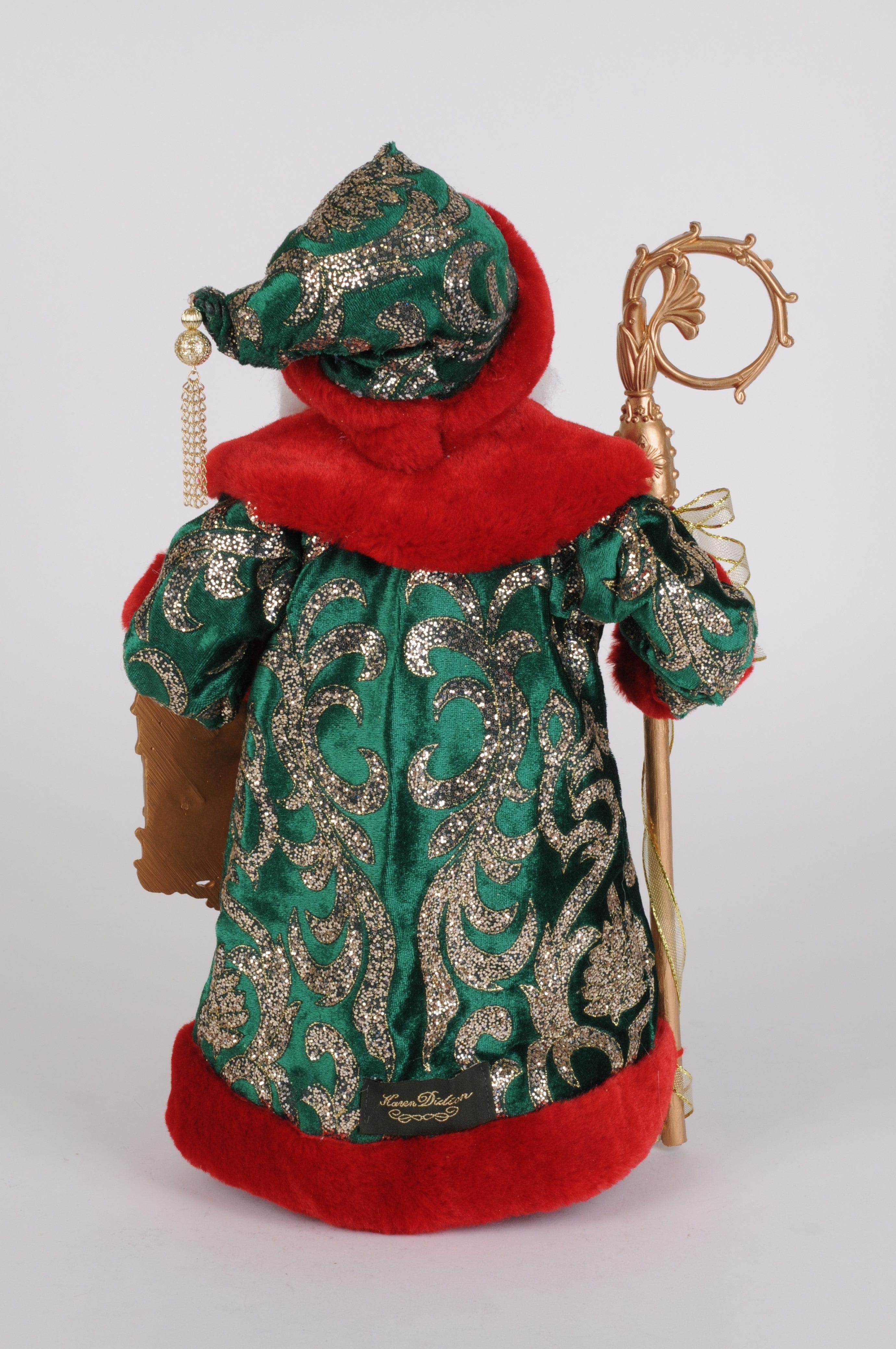 Evergreen and Crimson Santa Figurine