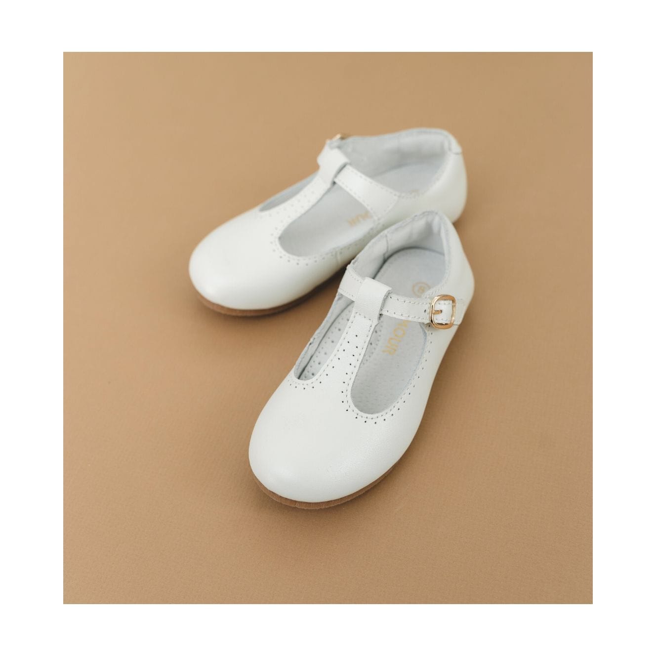 L'Amour Shoes L'Amour Eleanor T-Strap Flat in Pearl - Little Miss Muffin Children & Home