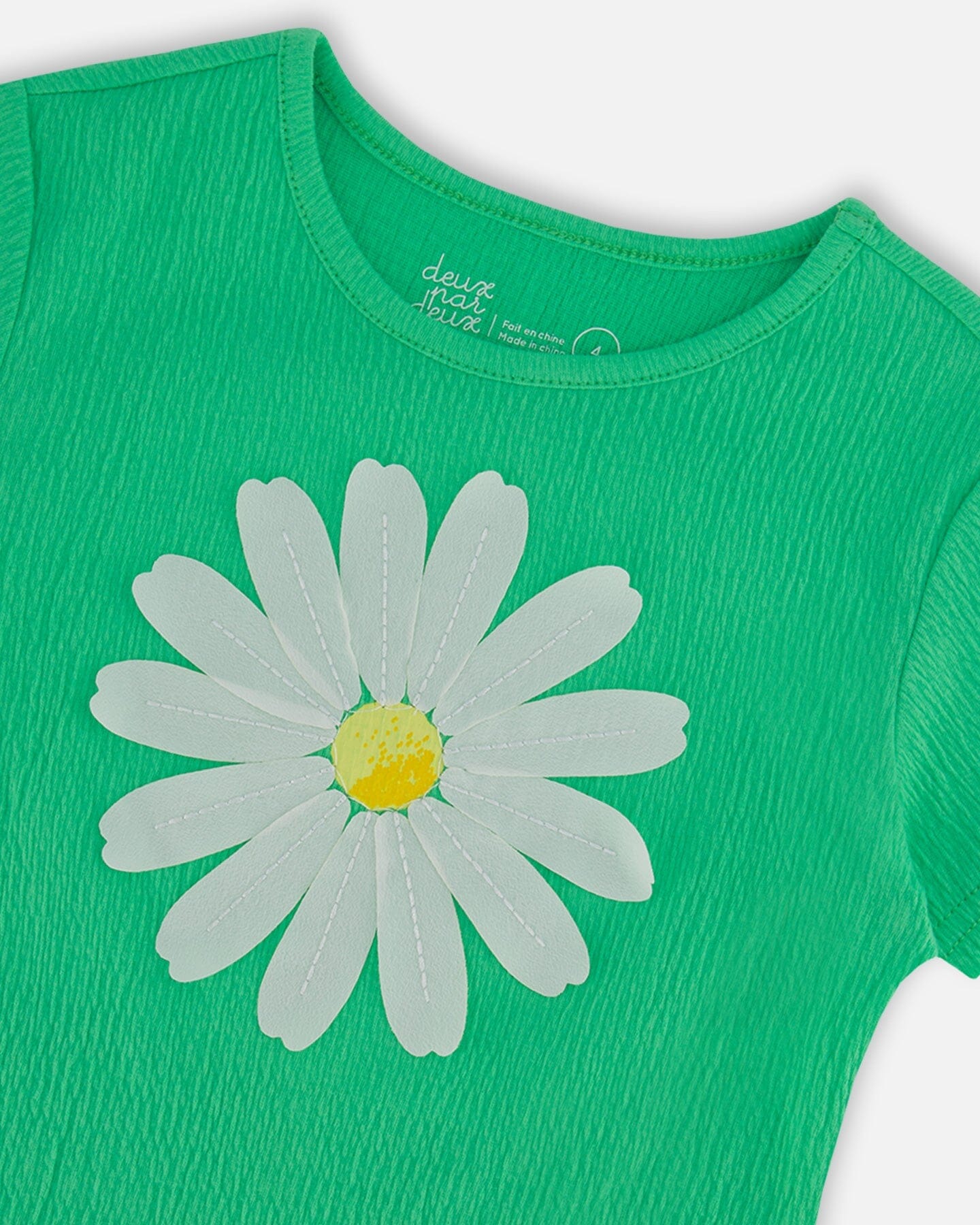 Deux Par Deux Deux Par Deux Crinkle Jersey Top With Applique - Little Miss Muffin Children & Home