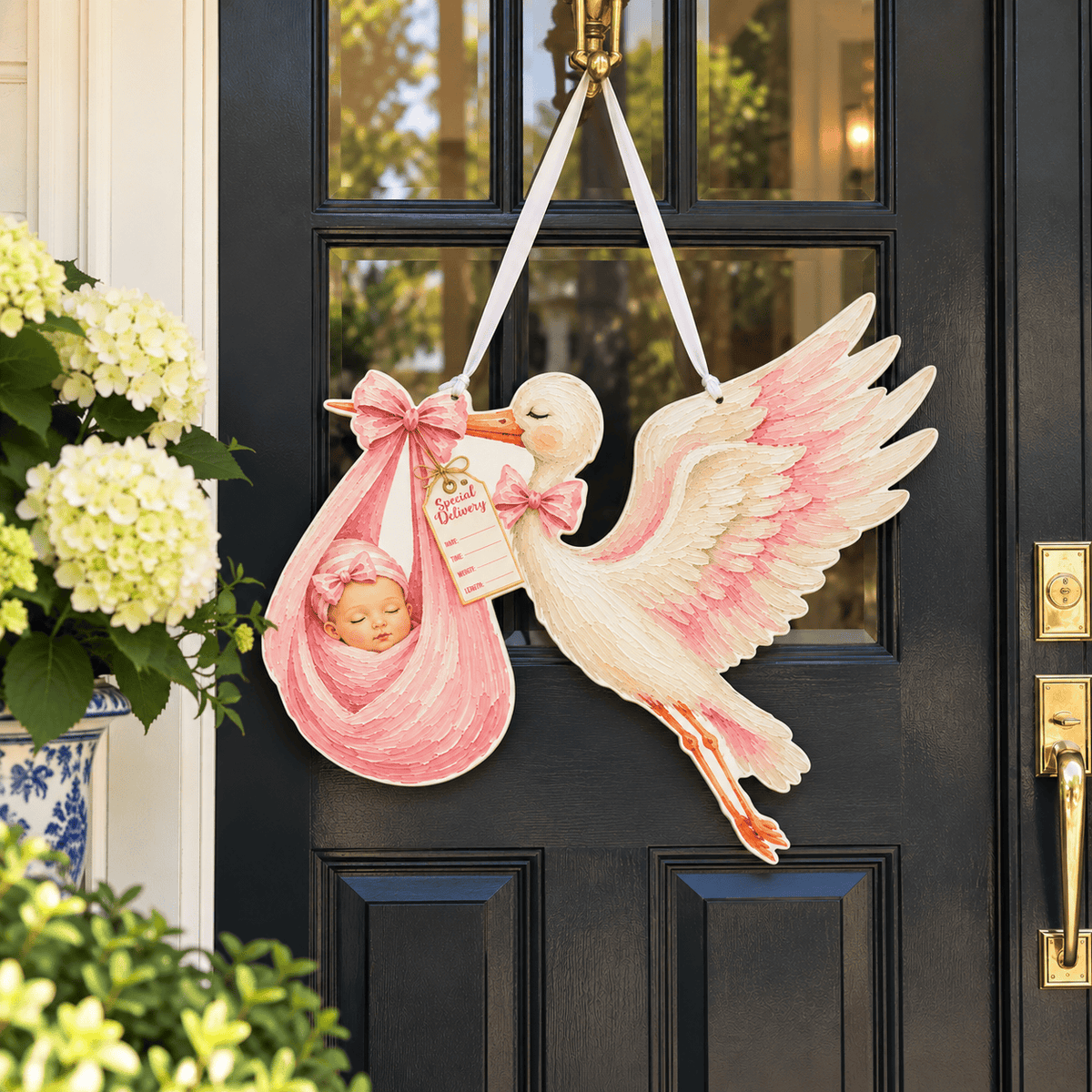Lisa Devlin Designs Stork Carrying Baby Door Hanger - Little Miss Muffin Children & Home