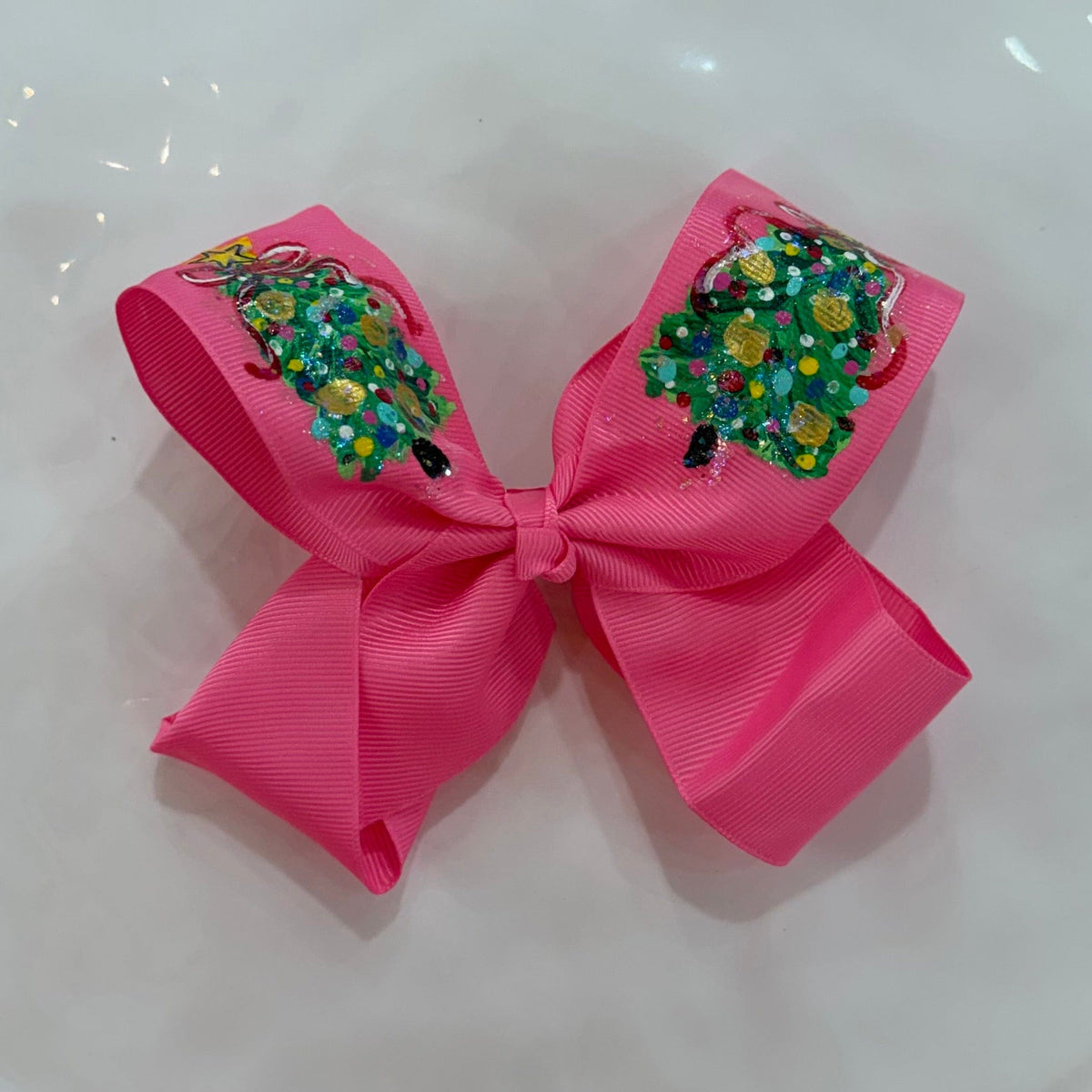 Heidi Davis Bows Pink Trees  Hand Painted Glitter Bow Double Glitter - Little Miss Muffin Children & Home
