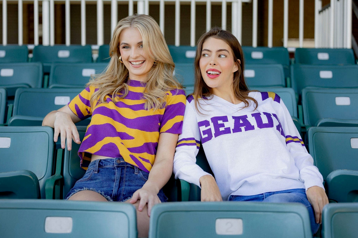 Sparkle City Sparkle City Women's White GEAUX Sparkle Jersey Sweater - Little Miss Muffin Children & Home