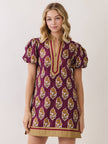 Floral Print Puff Sleeve Mini Dress