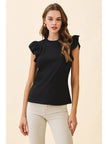 Flutter Sleeve Round Neck Knit Top