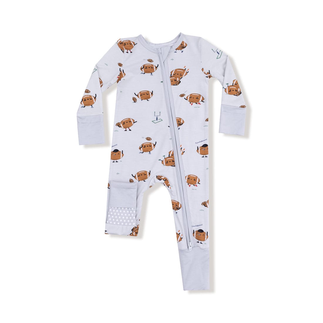Footballs Playing Football 2 Way Zipper Romper