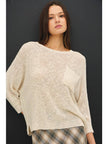 Front Pocket Dolman Long Sleeve Knit Sweater