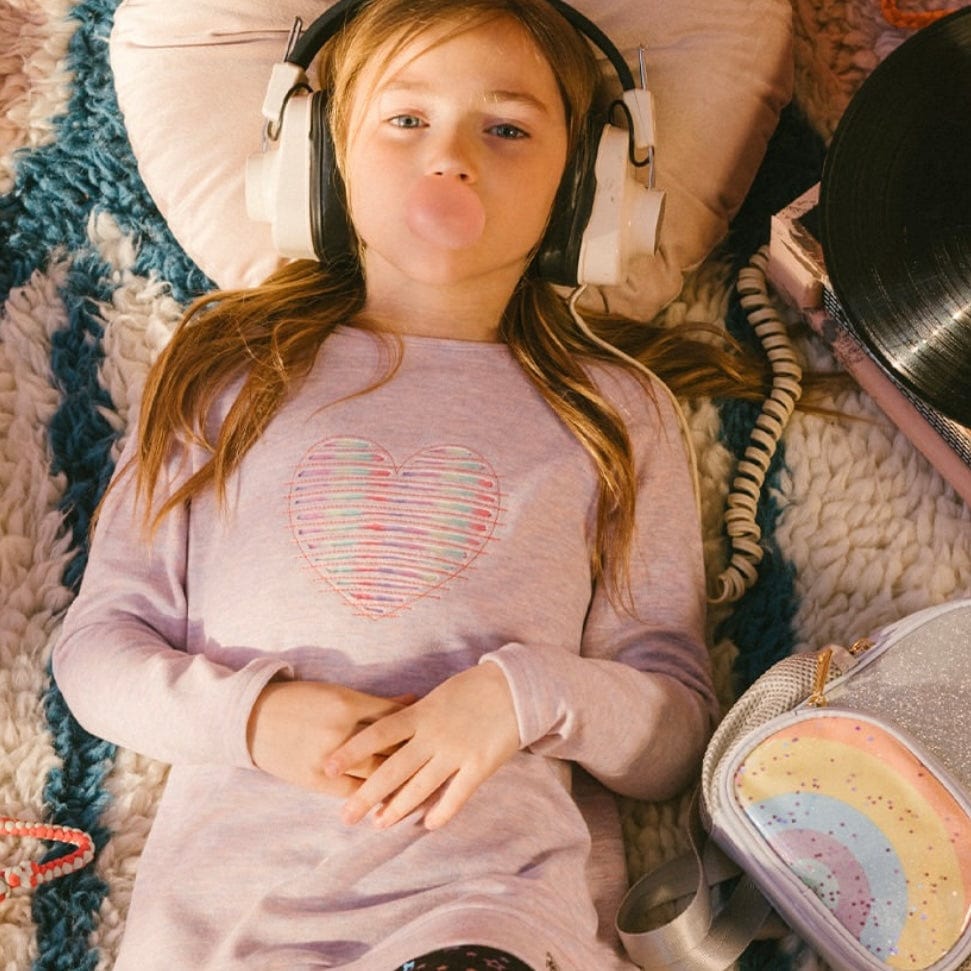 Deux Par Deux Deux Par Deux Lilac Tunic with Heart - Little Miss Muffin Children & Home