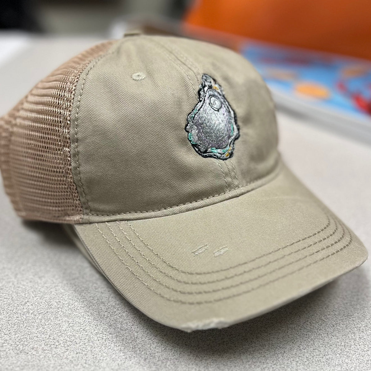 Whereable Art Whereable Art Baseball Cap with Embroidered Oyster - Little Miss Muffin Children & Home