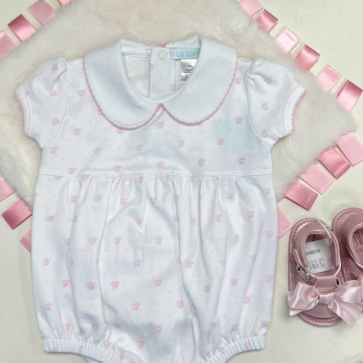 Lulu Bebe Lulu Bebe Pima Pink Crown Bubble - Little Miss Muffin Children & Home