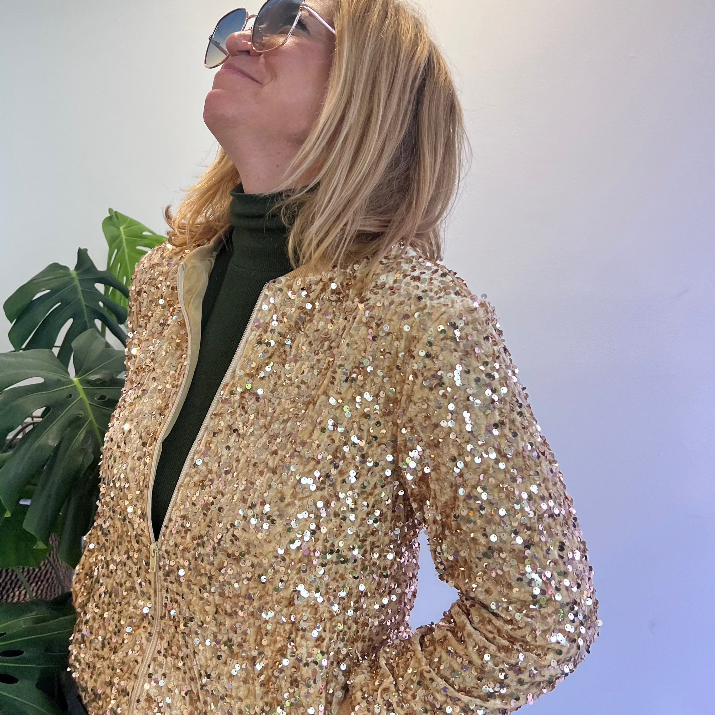 Lulu Bebe Lulu Bebe Women's Gold Sequin Jacket - Little Miss Muffin Children & Home