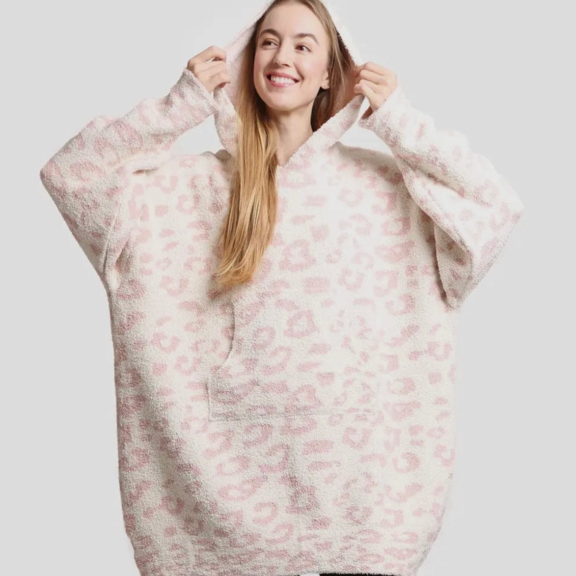 Fashion City Fashion City Leopard Print Soft Hooded Snuggie with Pockets, Pink - Little Miss Muffin Children & Home