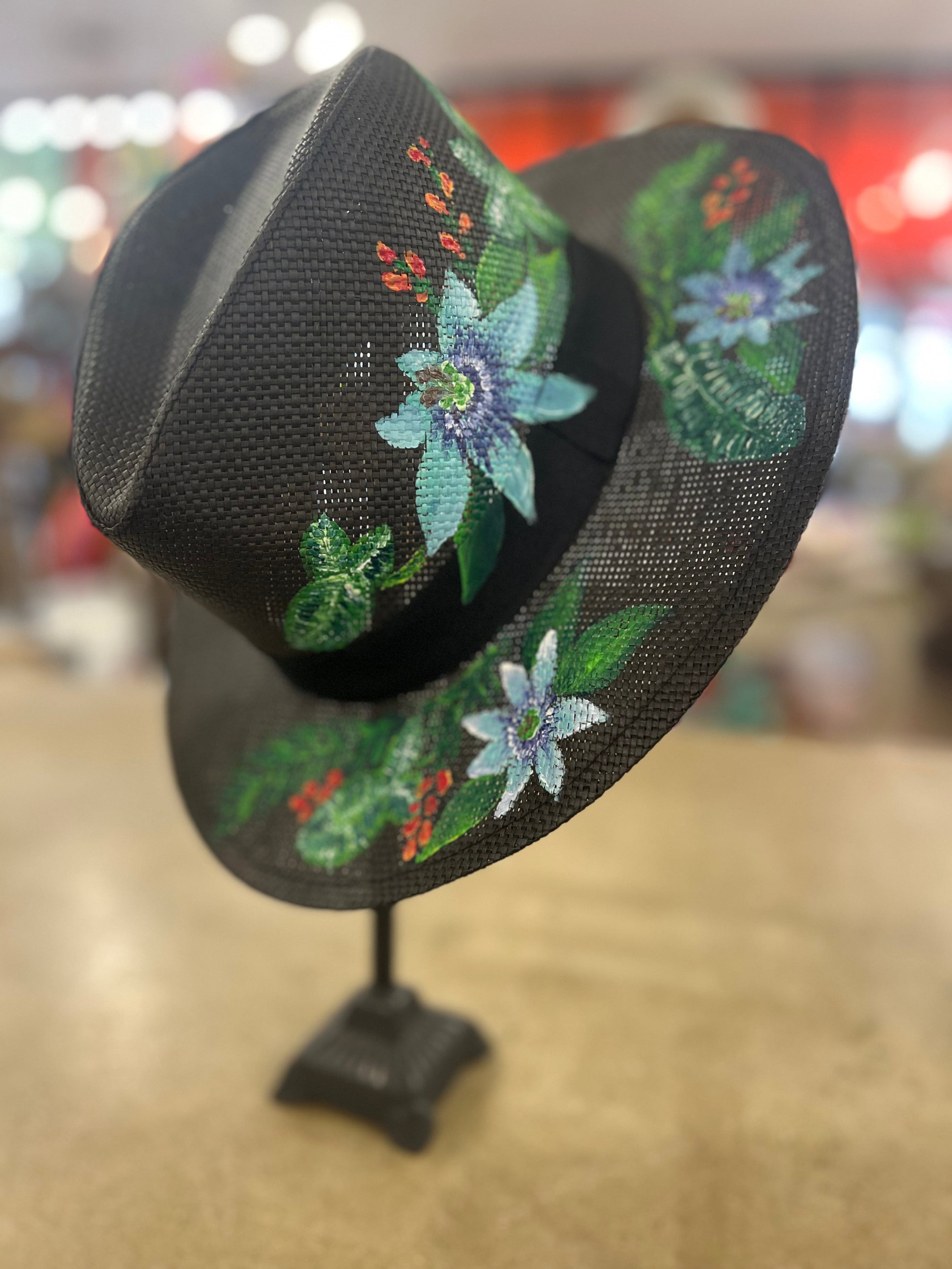Little Miss Muffin Exclusive Michelle's Art Box Hand-Painted Passion Flower Fedora Hat - Little Miss Muffin Children & Home