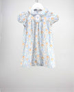 blue and orange floral pumpkin dress
