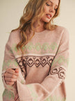 dusty pink geometric print sweater