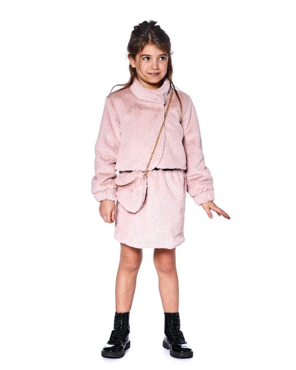 Fake Fur Skirt in Silver Pink