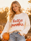 Hello Pumpkin Embroidered Knit Sweater