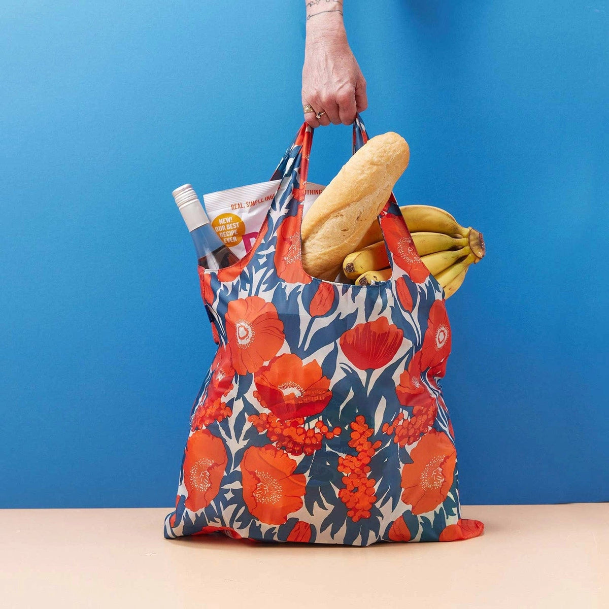 Rock Flower Paper Rock Flower Paper Icelandic Poppies blu Bag Reusable Shopper Tote - Little Miss Muffin Children & Home