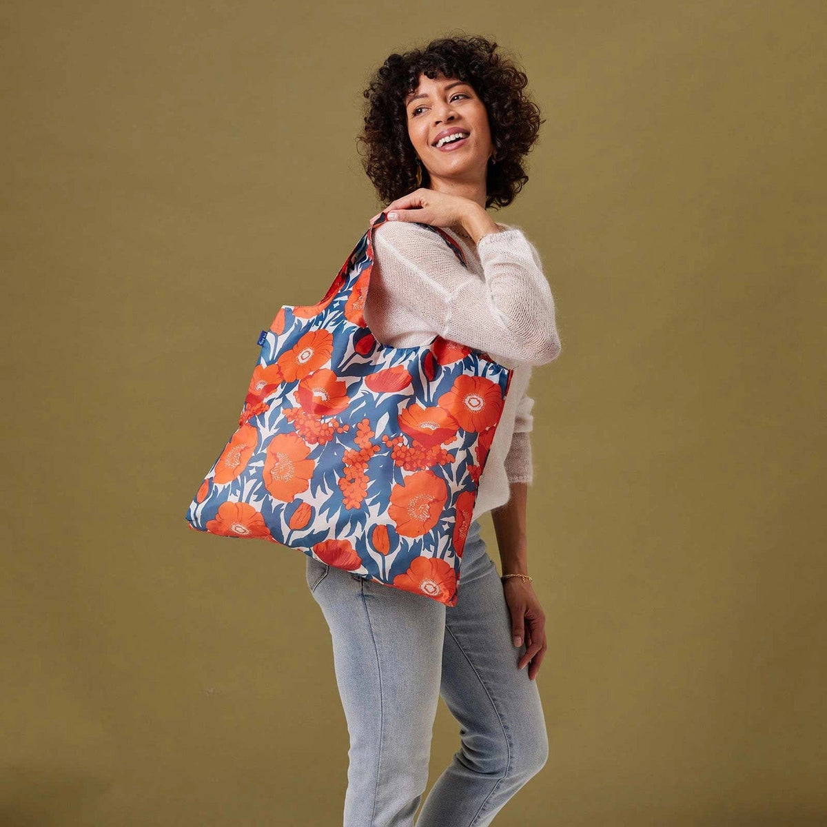 Rock Flower Paper Rock Flower Paper Icelandic Poppies blu Bag Reusable Shopper Tote - Little Miss Muffin Children & Home