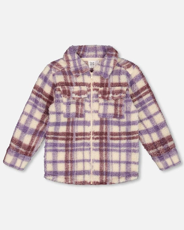 Deux Par Deux Deux Par Deux Overshirt in Plaid Lilac & Off White - Little Miss Muffin Children & Home