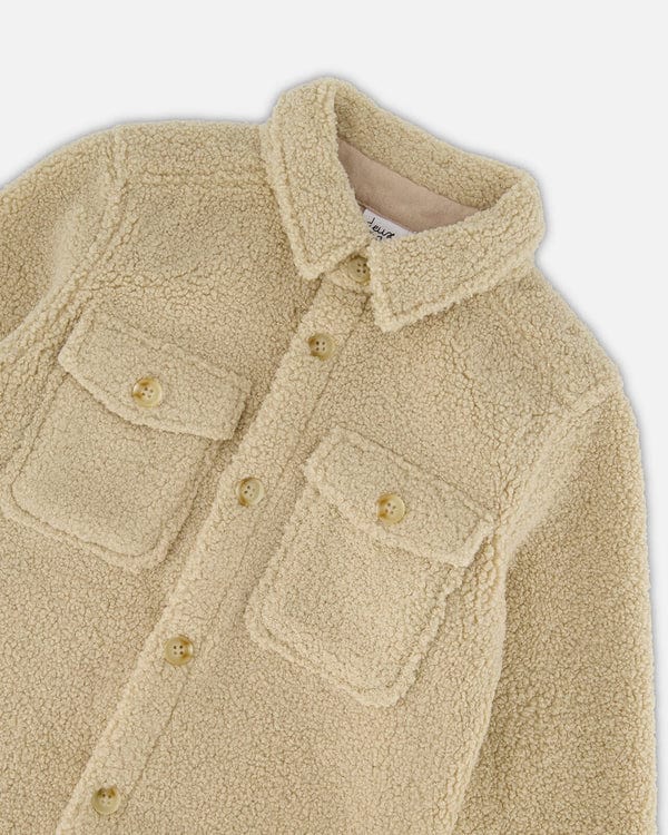 Deux Par Deux Deux Par Deux Sherpa Overshirt in Sesame - Little Miss Muffin Children & Home