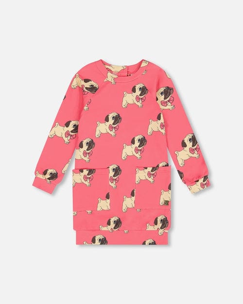 Deux Par Deux Deux Par Deux French Terry Dress Printed Puppy Pug - Little Miss Muffin Children & Home