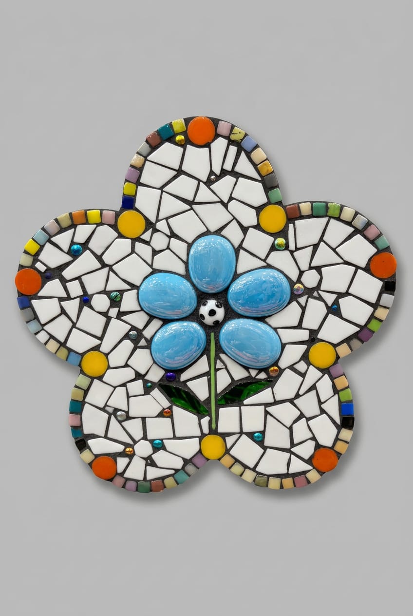 Ginger Kelly Glass Hand Blown Glass Mosaic Flower with Flower Tile - Little Miss Muffin Children & Home