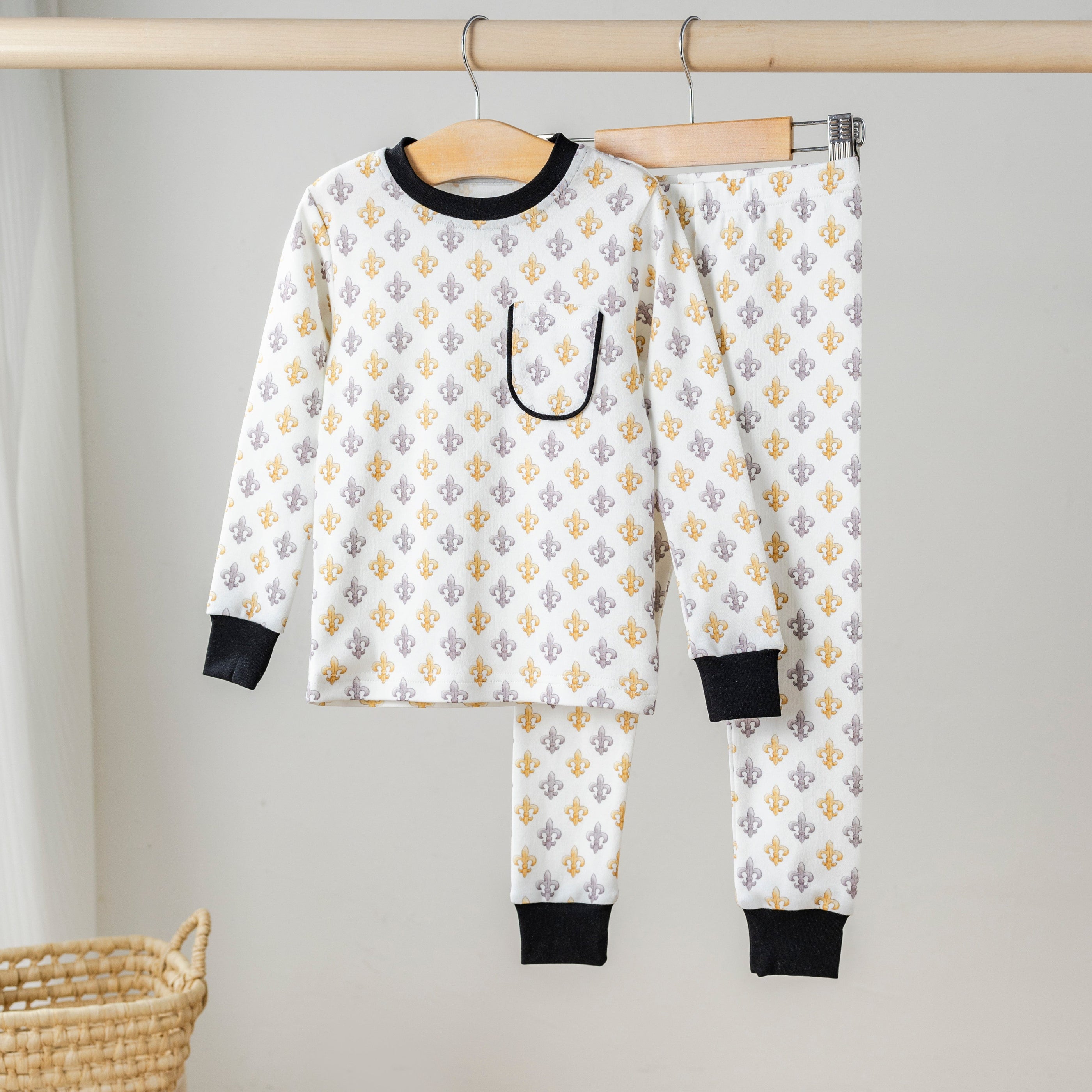 Nola Tawk Black & Gold Fleur De Lis Cotton Pajama Set - Little Miss Muffin Children & Home