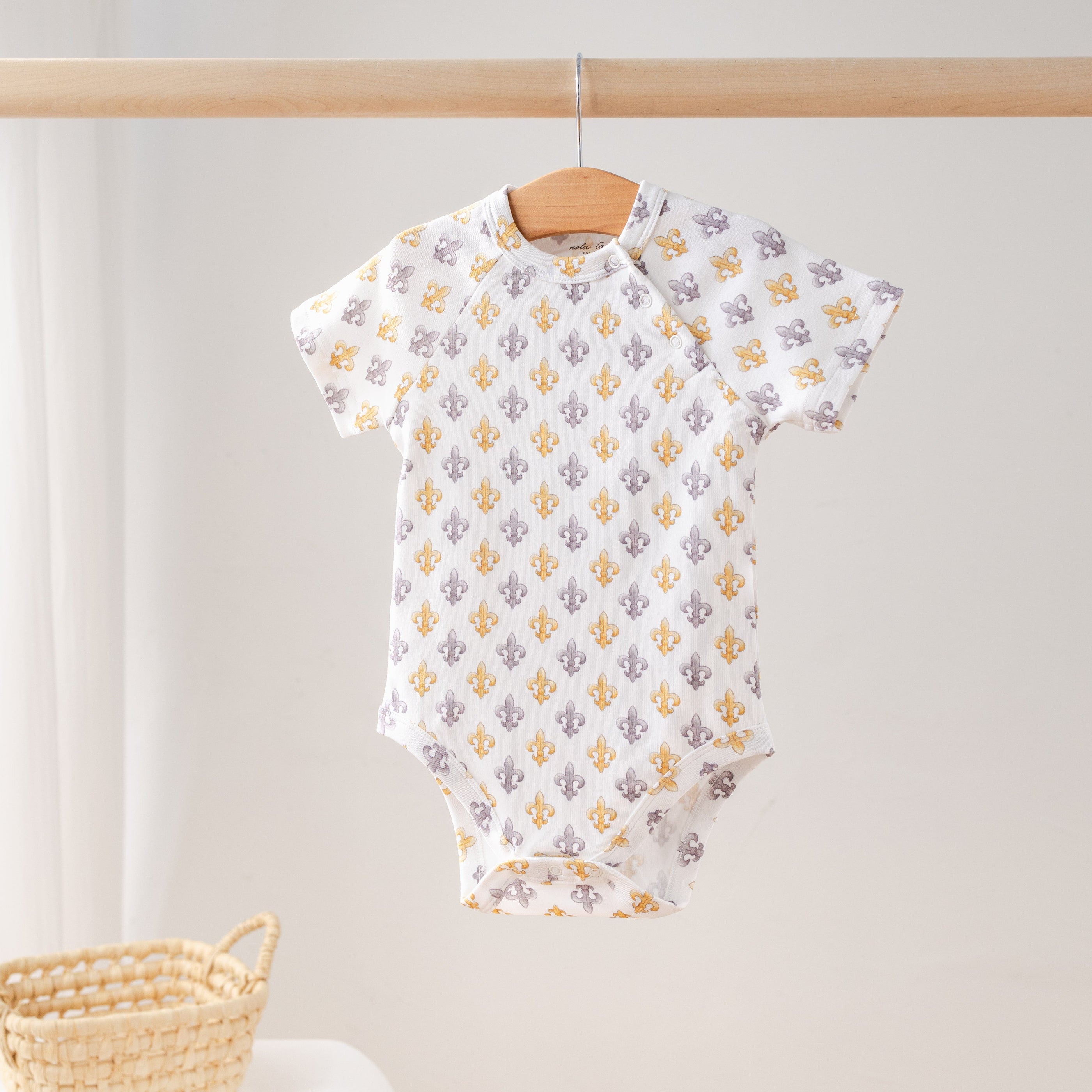 Nola Tawk Black & Gold Fleur De Lis Organic Cotton Onesie - Little Miss Muffin Children & Home