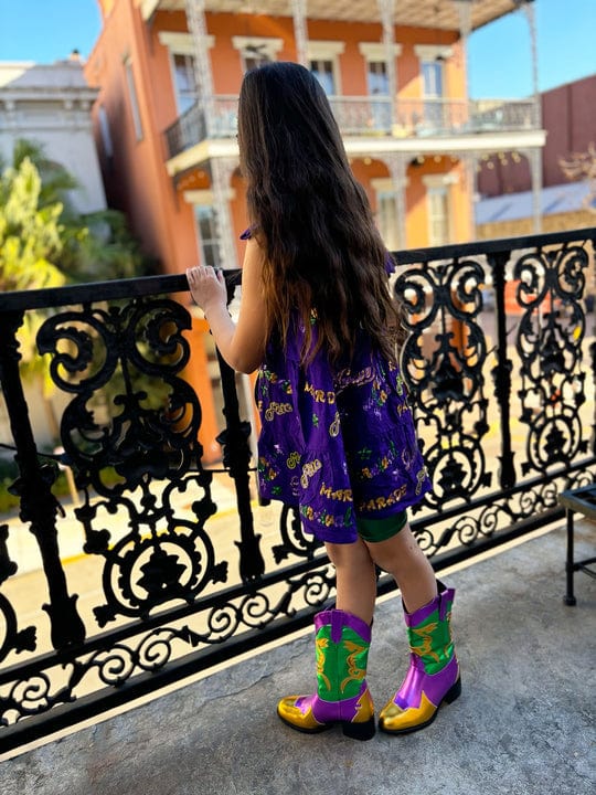 Mardi Gras Creations Mardi Gras Creations Youth Mardi Gras Explosion Viscose Dress - Purple - Little Miss Muffin Children & Home