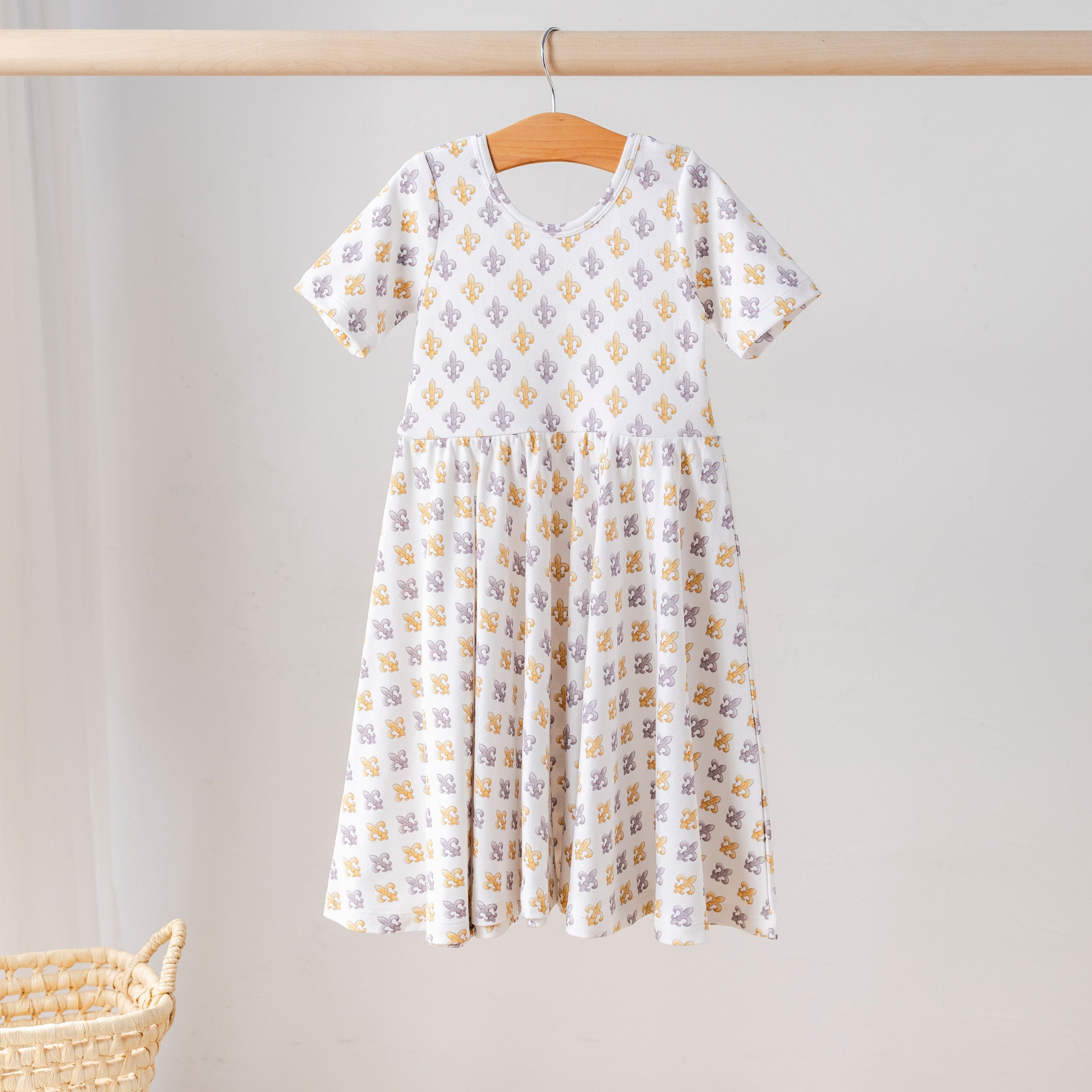 Nola Tawk Black & Gold Fleur de Lis Organic Cotton Twirl Dress - Little Miss Muffin Children & Home