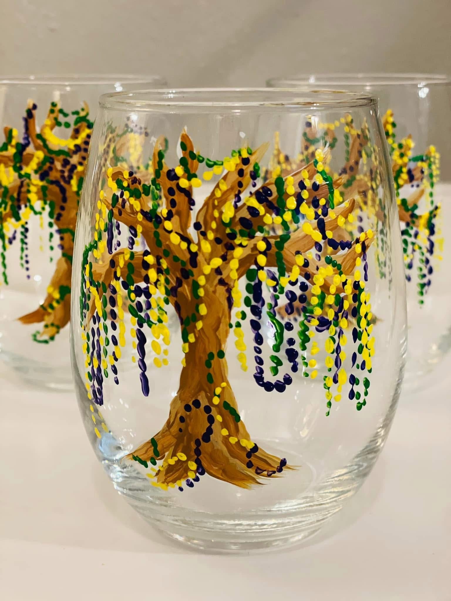 Michelle's Art Box Michelle's Art Box Mardi Gras Bead Tree Wine Glass - Little Miss Muffin Children & Home