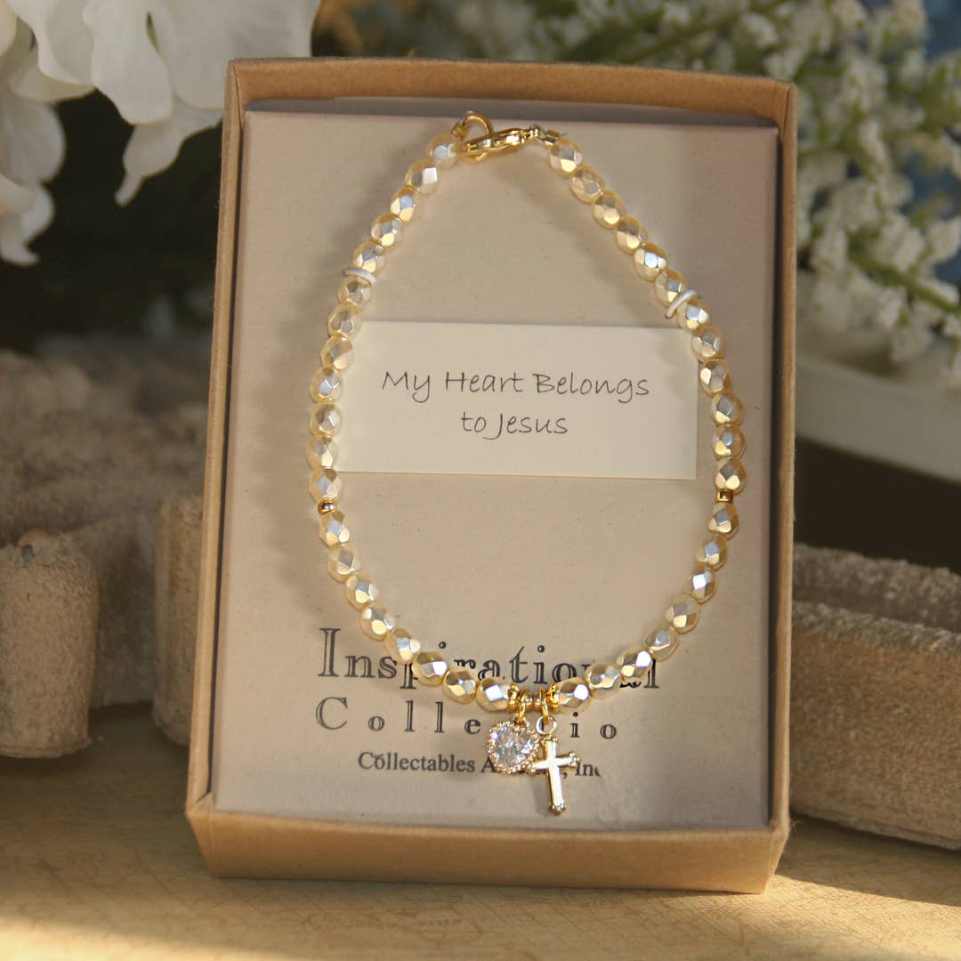 My Heart Belongs to Jesus Faceted Pearl Bracelet