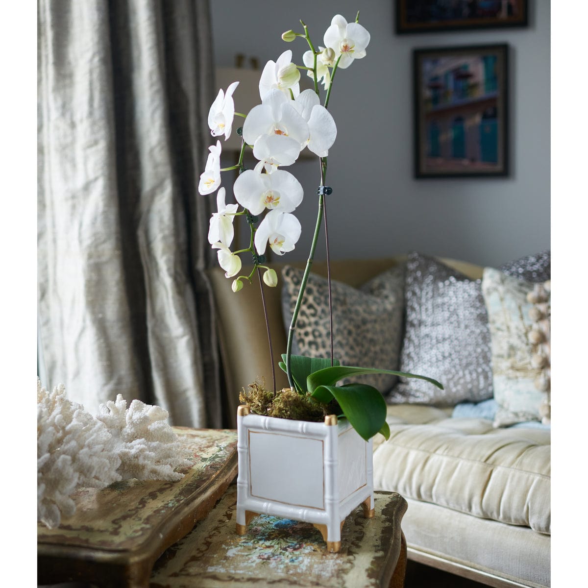 Abigail's Home Decor Abigail's Bamboo Cachepot, White/Gold, Large - Little Miss Muffin Children & Home